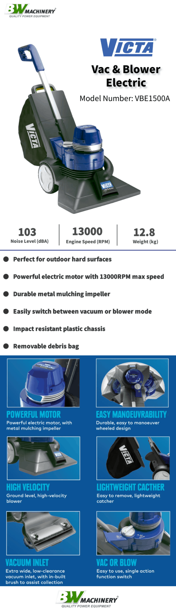 VICTA VBE1500A Vac & Blower | B.W. Machinery